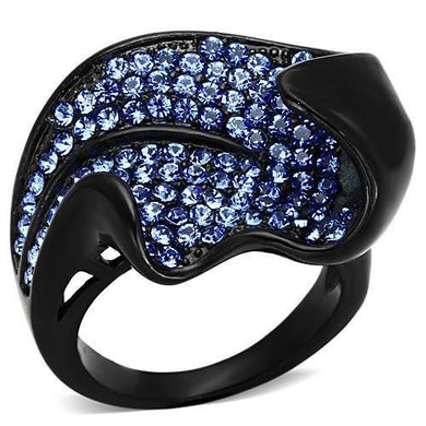 Womens Black Ring Anillo Para Mujer Stainless Steel Ring with Top Grade Crystal in Sapphire Rieti - Jewelry Store by Erik Rayo
