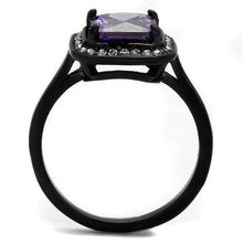 Load image into Gallery viewer, Womens Black Ring Anillo Para Mujer y Ninos Unisex Kids 316L Stainless Steel Ring with AAA Grade CZ in Amethyst Catina - Jewelry Store by Erik Rayo
