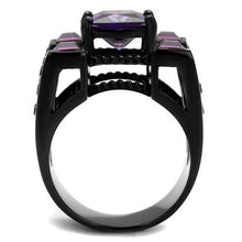 Load image into Gallery viewer, Womens Black Ring Anillo Para Mujer y Ninos Unisex Kids 316L Stainless Steel Ring with AAA Grade CZ in Amethyst Ravenna - Jewelry Store by Erik Rayo
