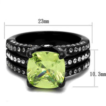 Load image into Gallery viewer, Womens Black Ring Anillo Para Mujer y Ninos Unisex Kids 316L Stainless Steel Ring with AAA Grade CZ in Apple Green color Darina - Jewelry Store by Erik Rayo

