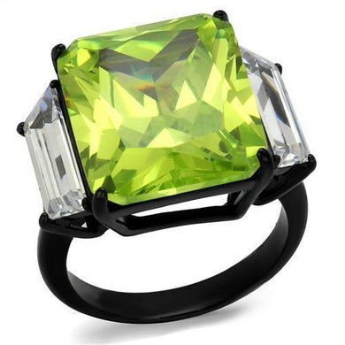 Womens Black Ring Anillo Para Mujer y Ninos Unisex Kids 316L Stainless Steel Ring with AAA Grade CZ in Apple Green color Lucille - Jewelry Store by Erik Rayo