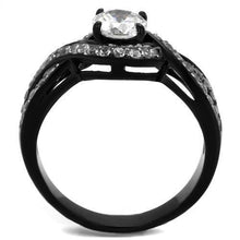 Load image into Gallery viewer, Womens Black Ring Anillo Para Mujer y Ninos Unisex Kids 316L Stainless Steel Ring with AAA Grade CZ in Clear Ariella - Jewelry Store by Erik Rayo
