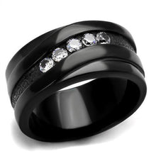 Load image into Gallery viewer, Womens Black Ring Anillo Para Mujer y Ninos Unisex Kids 316L Stainless Steel Ring with AAA Grade CZ in Clear Brigette - Jewelry Store by Erik Rayo
