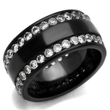 Load image into Gallery viewer, Womens Black Ring Anillo Para Mujer y Ninos Unisex Kids 316L Stainless Steel Ring with AAA Grade CZ in Clear Lillian - Jewelry Store by Erik Rayo

