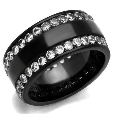Womens Black Ring Anillo Para Mujer y Ninos Unisex Kids 316L Stainless Steel Ring with AAA Grade CZ in Clear Lillian - Jewelry Store by Erik Rayo