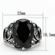 Load image into Gallery viewer, Womens Black Ring Anillo Para Mujer y Ninos Unisex Kids 316L Stainless Steel Ring with AAA Grade CZ in Jet Ferrara - Jewelry Store by Erik Rayo
