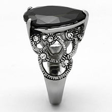Load image into Gallery viewer, Womens Black Ring Anillo Para Mujer y Ninos Unisex Kids 316L Stainless Steel Ring with AAA Grade CZ in Jet Ferrara - Jewelry Store by Erik Rayo
