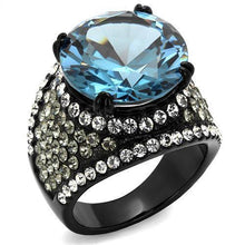 Load image into Gallery viewer, Womens Black Ring Anillo Para Mujer y Ninos Unisex Kids 316L Stainless Steel Ring with AAA Grade CZ in London Blue Julianna - Jewelry Store by Erik Rayo
