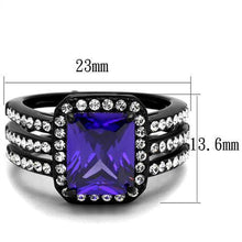 Load image into Gallery viewer, Womens Black Ring Anillo Para Mujer y Ninos Unisex Kids 316L Stainless Steel Ring with AAA Grade CZ in Tanzanite Caprina - Jewelry Store by Erik Rayo
