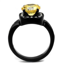 Load image into Gallery viewer, Womens Black Ring Anillo Para Mujer y Ninos Unisex Kids 316L Stainless Steel Ring with AAA Grade CZ in Topaz Audrey - Jewelry Store by Erik Rayo
