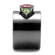 Load image into Gallery viewer, Womens Black Ring Anillo Para Mujer y Ninos Unisex Kids 316L Stainless Steel Ring with Glass in Multi Color Luciana - Jewelry Store by Erik Rayo

