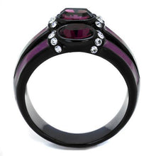 Load image into Gallery viewer, Womens Black Ring Anillo Para Mujer y Ninos Unisex Kids 316L Stainless Steel Ring with Top Grade Crystal in Amethyst Claire - Jewelry Store by Erik Rayo
