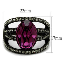 Load image into Gallery viewer, Womens Black Ring Anillo Para Mujer y Ninos Unisex Kids 316L Stainless Steel Ring with Top Grade Crystal in Amethyst Genevieve - Jewelry Store by Erik Rayo

