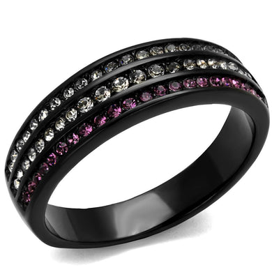 Womens Black Ring Anillo Para Mujer y Ninos Unisex Kids 316L Stainless Steel Ring with Top Grade Crystal in Amethyst Katherine - Jewelry Store by Erik Rayo
