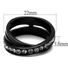 Load image into Gallery viewer, Womens Black Ring Anillo Para Mujer y Ninos Unisex Kids 316L Stainless Steel Ring with Top Grade Crystal in Black Diamond Annalisa - Jewelry Store by Erik Rayo
