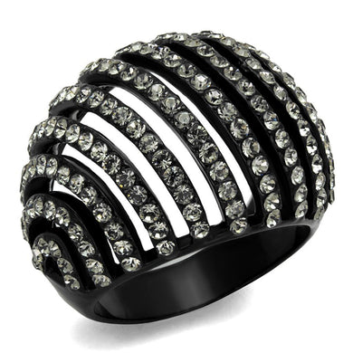 Womens Black Ring Anillo Para Mujer y Ninos Unisex Kids 316L Stainless Steel Ring with Top Grade Crystal in Black Diamond Esmeralda - Jewelry Store by Erik Rayo