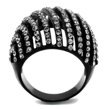 Load image into Gallery viewer, Womens Black Ring Anillo Para Mujer y Ninos Unisex Kids 316L Stainless Steel Ring with Top Grade Crystal in Black Diamond Esmeralda - Jewelry Store by Erik Rayo
