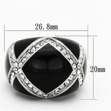 Load image into Gallery viewer, Womens Black Ring Anillo Para Mujer y Ninos Unisex Kids 316L Stainless Steel Ring with Top Grade Crystal in Clear - Jewelry Store by Erik Rayo
