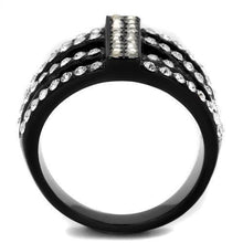 Load image into Gallery viewer, Womens Black Ring Anillo Para Mujer y Ninos Unisex Kids 316L Stainless Steel Ring with Top Grade Crystal in Clear Vivienne - Jewelry Store by Erik Rayo
