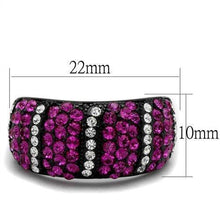 Load image into Gallery viewer, Womens Black Ring Anillo Para Mujer y Ninos Unisex Kids 316L Stainless Steel Ring with Top Grade Crystal in Fuchsia Antoinette - Jewelry Store by Erik Rayo
