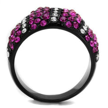 Load image into Gallery viewer, Womens Black Ring Anillo Para Mujer y Ninos Unisex Kids 316L Stainless Steel Ring with Top Grade Crystal in Fuchsia Antoinette - Jewelry Store by Erik Rayo
