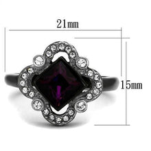 Load image into Gallery viewer, Womens Black Ring Anillo Para Mujer y Ninos Unisex Kids 316L Stainless Steel Ring with Top Grade Crystal in Fuchsia Katrina - Jewelry Store by Erik Rayo
