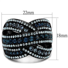 Load image into Gallery viewer, Womens Black Ring Anillo Para Mujer y Ninos Unisex Kids 316L Stainless Steel Ring with Top Grade Crystal in Montana Lucinda - Jewelry Store by Erik Rayo
