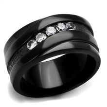 Load image into Gallery viewer, Womens Black Ring Anillo Para Mujer Stainless Steel Ring with AAA Grade CZ in Clear Brigette - Jewelry Store by Erik Rayo
