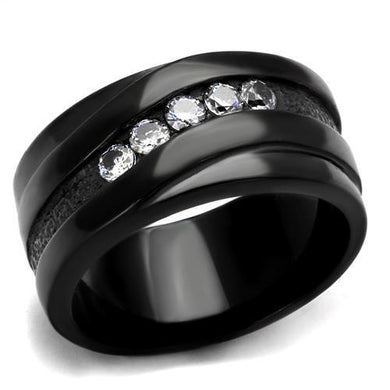 Womens Black Ring Anillo Para Mujer Stainless Steel Ring with AAA Grade CZ in Clear Brigette - Jewelry Store by Erik Rayo