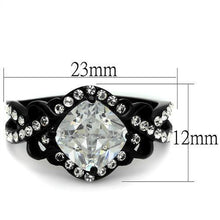 Load image into Gallery viewer, Womens Black Ring Anillo Para Mujer Stainless Steel Ring with AAA Grade CZ in Clear Juliette - Jewelry Store by Erik Rayo
