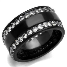 Load image into Gallery viewer, Womens Black Ring Anillo Para Mujer Stainless Steel Ring with AAA Grade CZ in Clear Lillian - Jewelry Store by Erik Rayo
