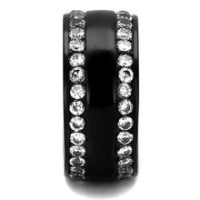 Load image into Gallery viewer, Womens Black Ring Anillo Para Mujer Stainless Steel Ring with AAA Grade CZ in Clear Lillian - Jewelry Store by Erik Rayo
