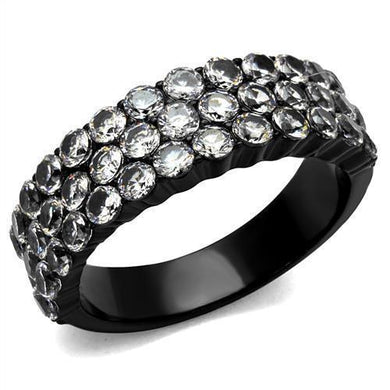 Womens Black Ring Anillo Para Mujer Stainless Steel Ring with AAA Grade CZ in Clear Miriam - Jewelry Store by Erik Rayo