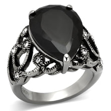 Load image into Gallery viewer, Womens Black Ring Anillo Para Mujer Stainless Steel Ring with AAA Grade CZ in Jet Ferrara - Jewelry Store by Erik Rayo

