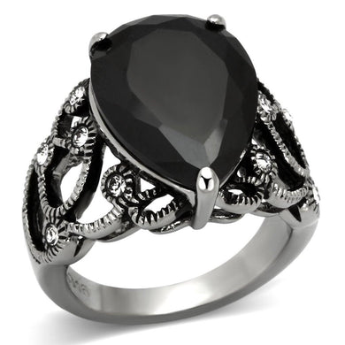 Womens Black Ring Anillo Para Mujer Stainless Steel Ring with AAA Grade CZ in Jet Ferrara - Jewelry Store by Erik Rayo