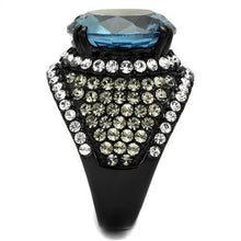 Load image into Gallery viewer, Womens Black Ring Anillo Para Mujer Stainless Steel Ring with AAA Grade CZ in London Blue Julianna - Jewelry Store by Erik Rayo
