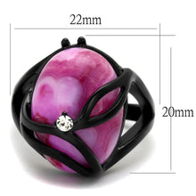 Load image into Gallery viewer, Womens Black Ring Anillo Para Mujer Stainless Steel Ring with Cat Eye in Fuchsia - Jewelry Store by Erik Rayo
