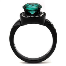 Load image into Gallery viewer, Womens Black Ring Anillo Para Mujer y Ninos Unisex Kids Stainless Steel Ring with Glass in Blue Zircon Beatrice - Jewelry Store by Erik Rayo
