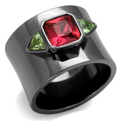 Womens Black Ring Anillo Para Mujer Stainless Steel Ring with Glass in Multi Color Luciana - Jewelry Store by Erik Rayo