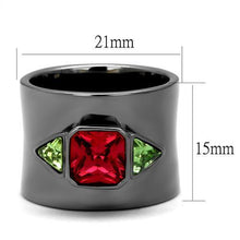 Load image into Gallery viewer, Womens Black Ring Anillo Para Mujer y Ninos Unisex Kids Stainless Steel Ring with Glass in Multi Color Luciana - ErikRayo.com
