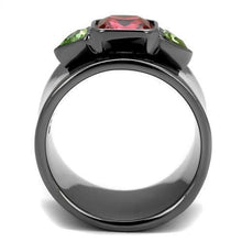 Load image into Gallery viewer, Womens Black Ring Anillo Para Mujer y Ninos Unisex Kids Stainless Steel Ring with Glass in Multi Color Luciana - ErikRayo.com
