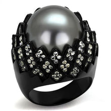 Load image into Gallery viewer, Womens Black Ring Anillo Para Mujer y Ninos Unisex Kids Stainless Steel Ring with Synthetic Pearl in Gray Amarilla - ErikRayo.com

