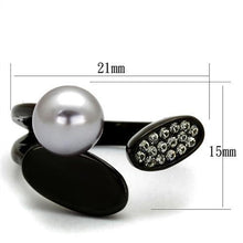 Load image into Gallery viewer, Womens Black Ring Anillo Para Mujer Stainless Steel Ring with Synthetic Pearl in Gray Desdemona - Jewelry Store by Erik Rayo
