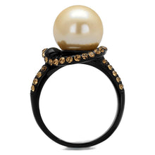 Load image into Gallery viewer, Womens Black Ring Anillo Para Mujer Stainless Steel Ring with Synthetic Pearl in Topaz Gwendyolyn - Jewelry Store by Erik Rayo
