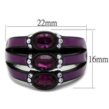 Load image into Gallery viewer, Womens Black Ring Anillo Para Mujer Stainless Steel Ring with Top Grade Crystal in Amethyst Claire - Jewelry Store by Erik Rayo
