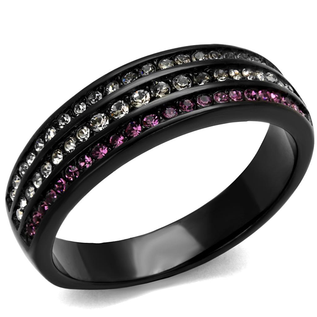 Womens Black Ring Anillo Para Mujer y Ninos Unisex Kids Stainless Steel Ring with Top Grade Crystal in Amethyst Katherine - ErikRayo.com