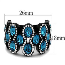 Load image into Gallery viewer, Womens Black Ring Anillo Para Mujer Stainless Steel Ring with Top Grade Crystal in Aquamarine Liliana - Jewelry Store by Erik Rayo
