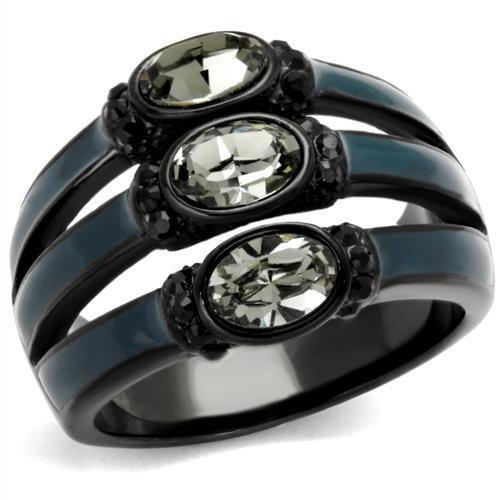 Womens Black Ring Anillo Para Mujer y Ninos Unisex Kids Stainless Steel Ring with Top Grade Crystal in Black Diamond Claudia - ErikRayo.com