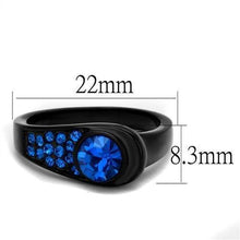 Load image into Gallery viewer, Womens Black Ring Anillo Para Mujer y Ninos Unisex Kids Stainless Steel Ring with Top Grade Crystal in Capri Blue Adelaide - ErikRayo.com
