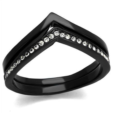 Womens Black Ring Anillo Para Mujer Stainless Steel Ring with Top Grade Crystal in Clear Angelica - Jewelry Store by Erik Rayo